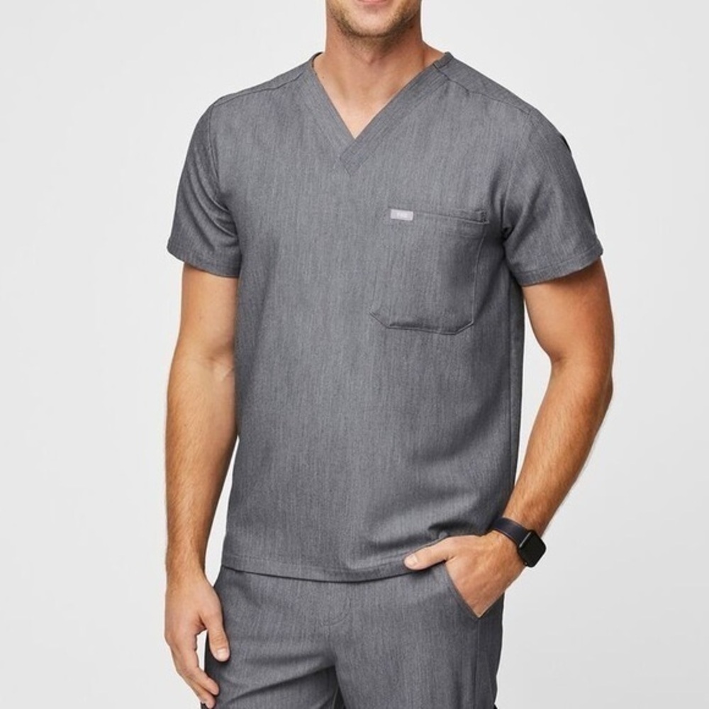 Figs Leon Scrub Top Graphite Grey Mens Size Medium